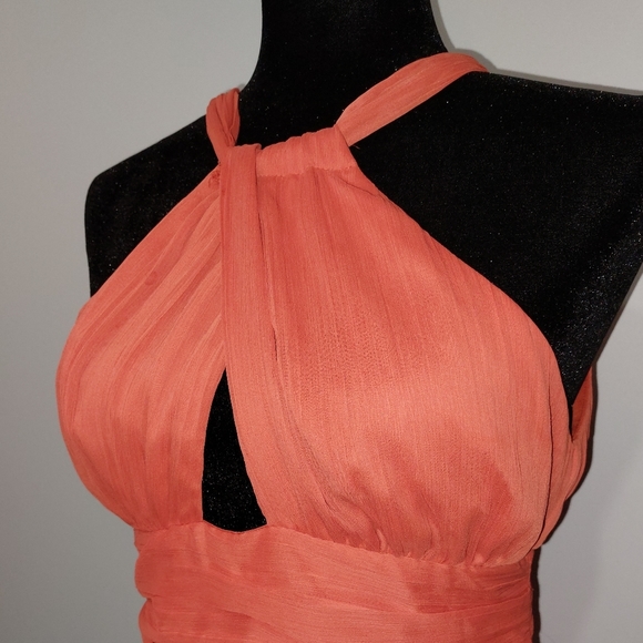 Fall Orange Chiffon Dress - Picture 3 of 10